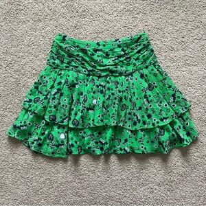 Paris Atelier & Other Stories Green Floral Mini Skirt Womens Size 6 Whimsical